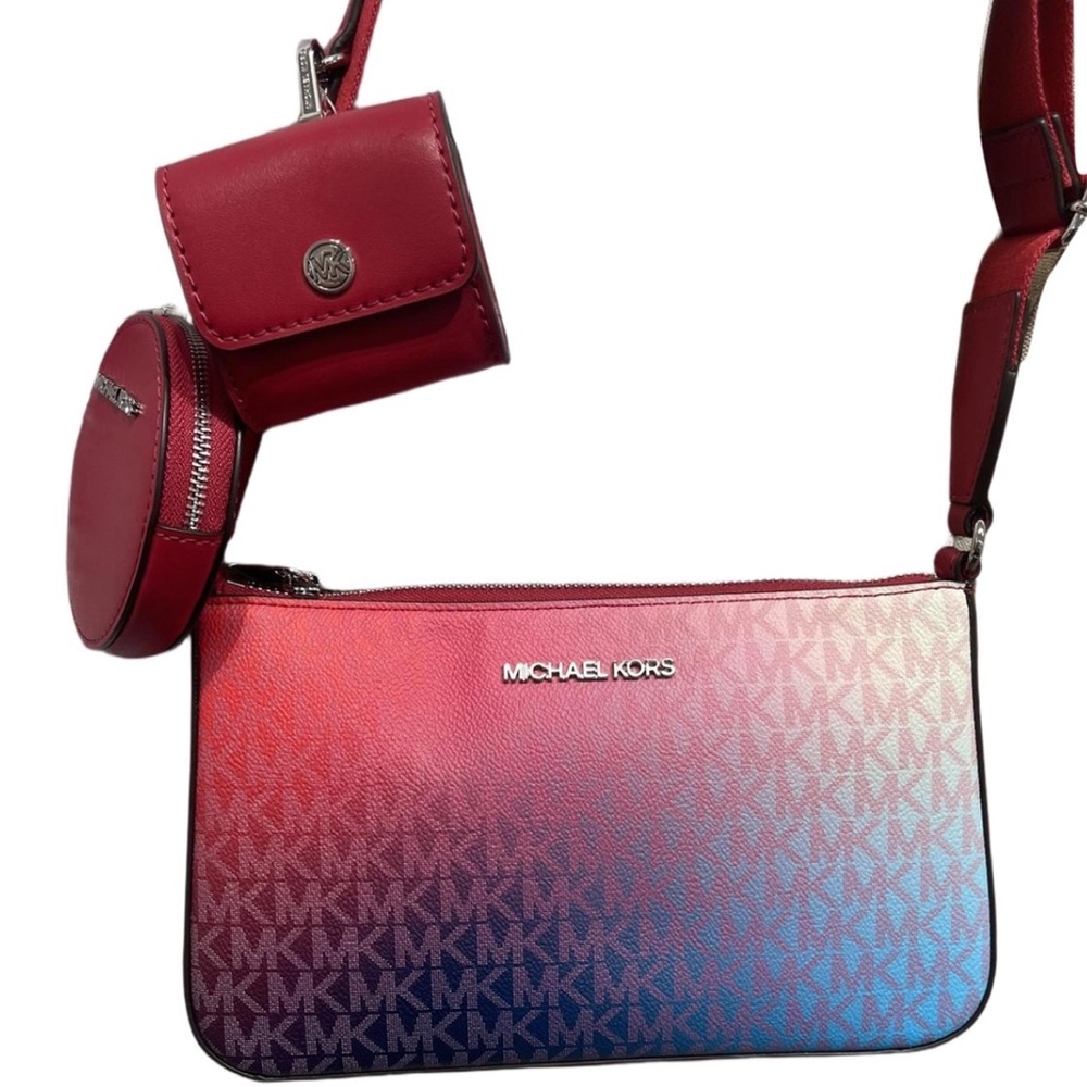 MICHAEL KORS Jet Set Small Ombré Signature Logo Crossbody Case Apple Airpods Pro - Picture 2 of 16